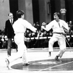 Демид Момот ведет бой на 1-м чемпионате Ленинграда по каратэ. Зимний стадион, 1979 год.